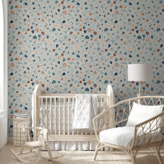 Terrazzo Pattern with Organic Earth Tone Chips Wallpaper