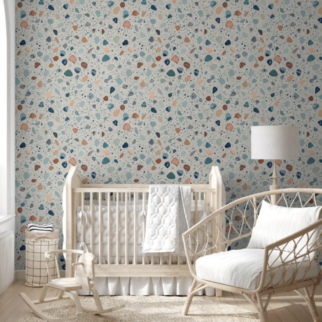Terrazzo Pattern with Organic Earth Tone Chips Wallpaper (Kids)