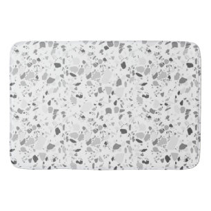 Terrazzo patterned bathmat grey black white