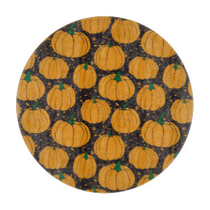 Terrazzo pumpkins, autumn vintage pattern. cutting board