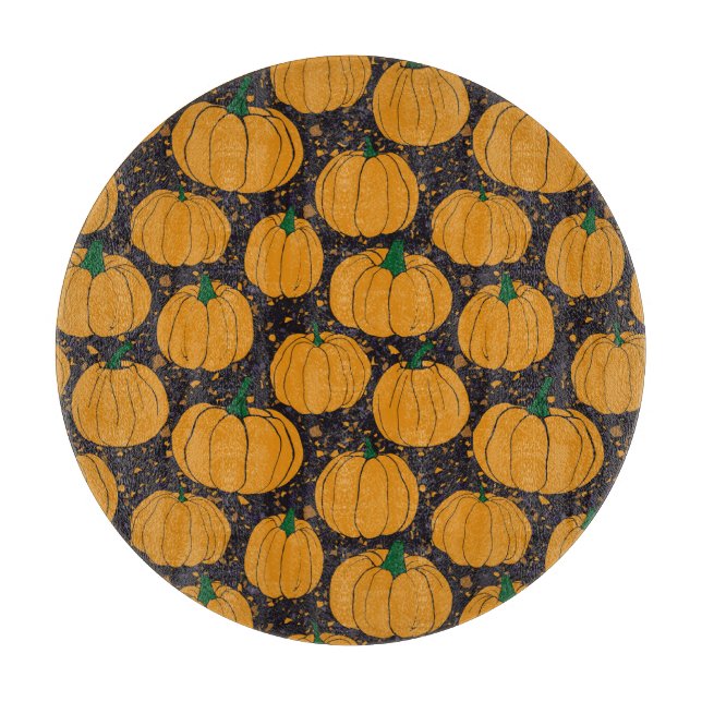Terrazzo pumpkins, autumn vintage pattern. cutting board (Front)