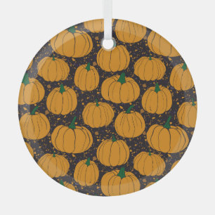 Terrazzo pumpkins, autumn vintage pattern. glass tree decoration