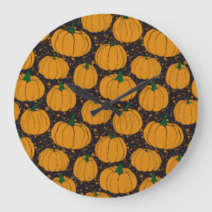 Terrazzo pumpkins, autumn vintage pattern. large clock