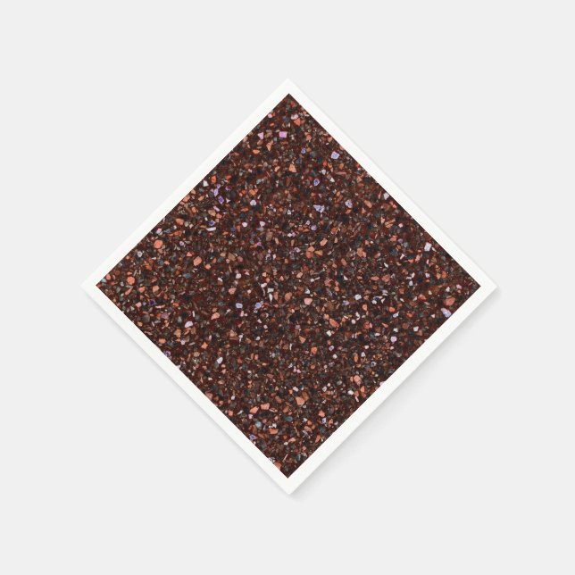 Terrazzo Retro Brown Black Tan Brown Elegant Napkin (Corner)
