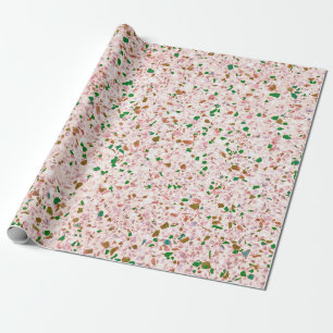 Terrazzo Retro Pink Green Vintage Pattern Design Wrapping Paper