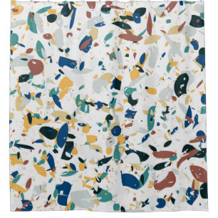 Terrazzo seamless pattern. Modern abstract design Shower Curtain