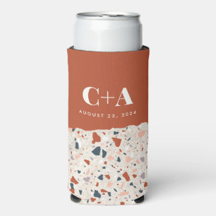 Terrazzo Slab Wedding Guest Skinny Seltzer Can Cooler