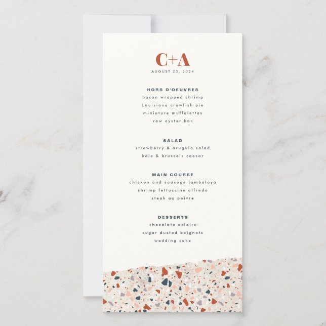 Terrazzo Slab Wedding Menu (Front)
