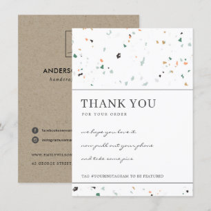 TERRAZZO SPECKLED STONE CORPORATE BUSINESS LOGO THANK YOU CARD