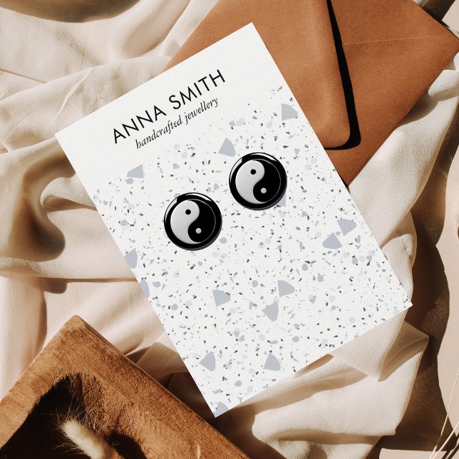 Terrazzo Stone Grey Minimal Marble Earring Display Business Card (Creator Uploaded)