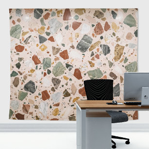 Terrazzo Stone Slab Marble Mosaic Zoom Backdrop Tapestry