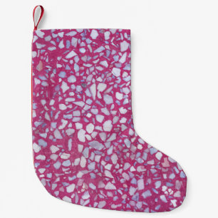 Terrazzo Texture: Pink White Elegance. Small Christmas Stocking