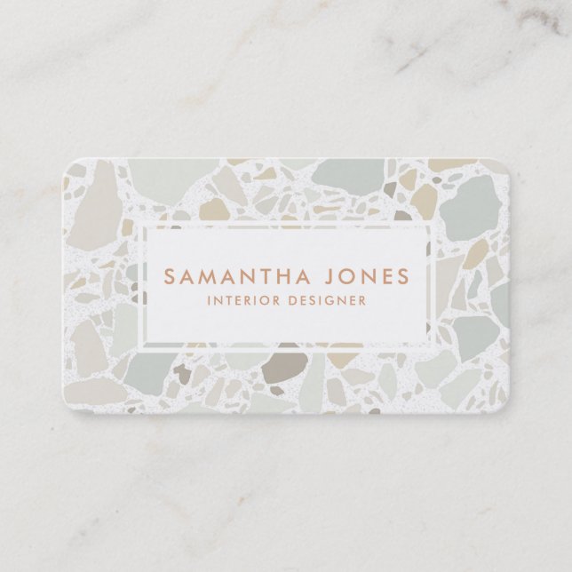 Terrazzo Texture Simple Modern Interior Designer Business Card (Front)