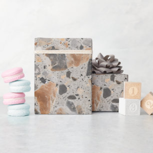 Terrazzo Textured Stone Print Wrapping Paper Roll
