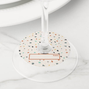 Terrazzo Tile Confetti Modern Place Card Wine Glass Tag