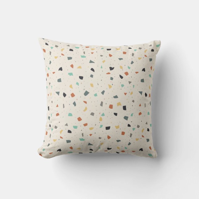 Terrazzo Tile Confetti Modern Style Earth Tones Cushion (Front)