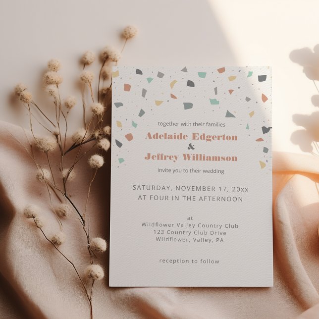 Terrazzo Tile Confetti Modern Style Earth Tones Invitation (Creator Uploaded)