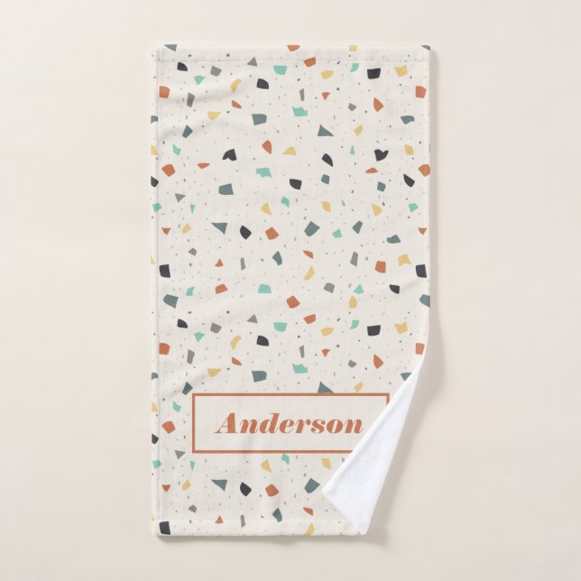 Terrazzo Tile Confetti Modern Style Personalised Hand Towel (Hand Towel)