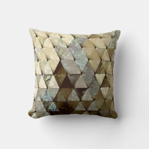 Terrazzo Triangles Beige Aqua Forest Green Cushion