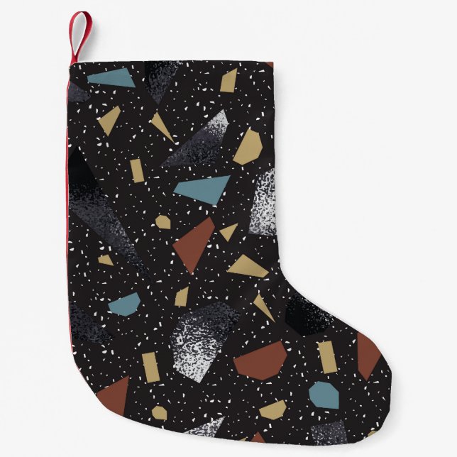 Terrazzo Vintage Surface Design Small Christmas Stocking (Front)