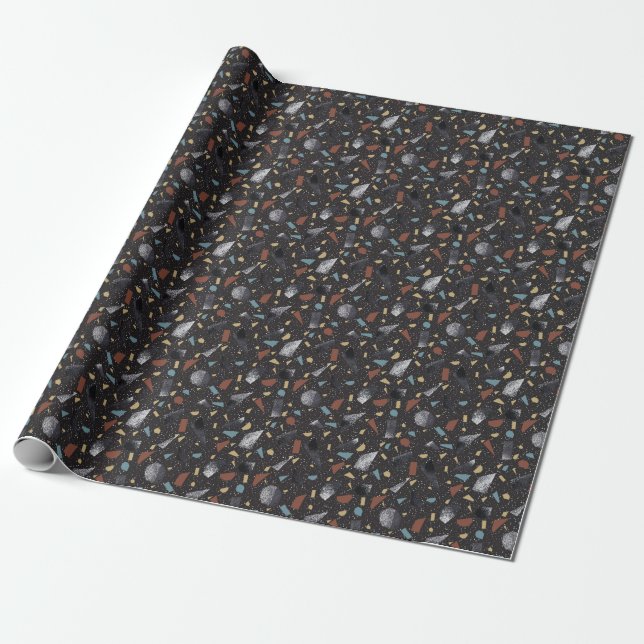 Terrazzo Vintage Surface Design Wrapping Paper (Unrolled)