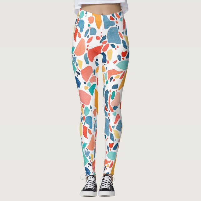 Terrazzo Watercolor: Colourful Seamless Pattern. Leggings (Front)