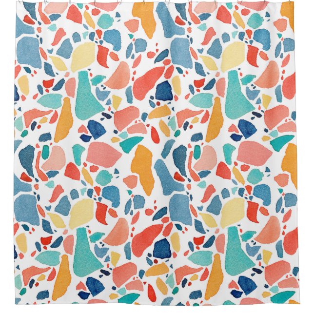 Terrazzo Watercolor: Colourful Seamless Pattern. Shower Curtain (Front)