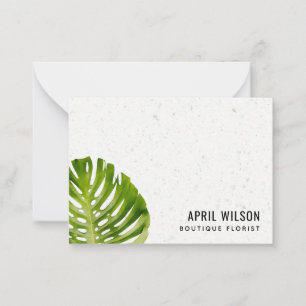 TERRAZZO WATERCOLOR GREEN MONSTERA LEAF FOLIAGE CARD