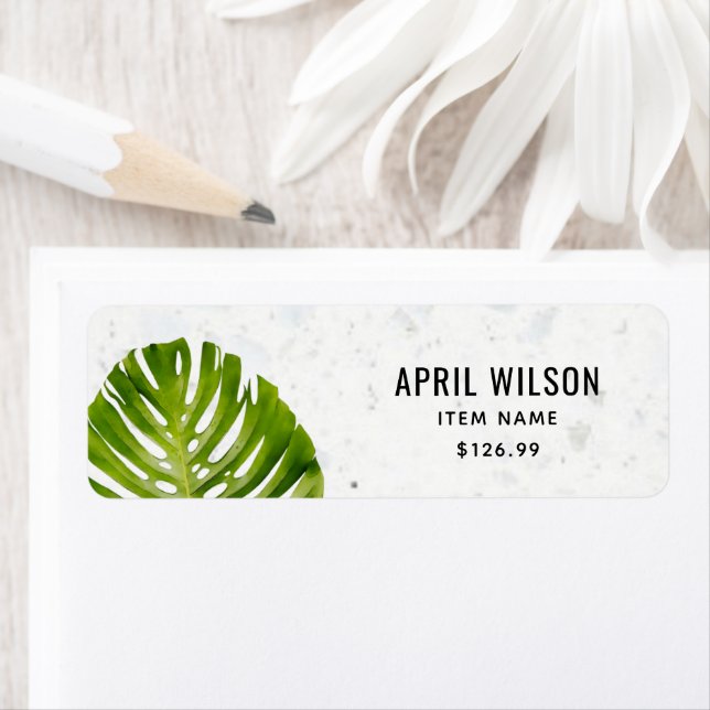 TERRAZZO WHITE GREEN MONSTERA LEAF FOLIAGE PRICE (Insitu)