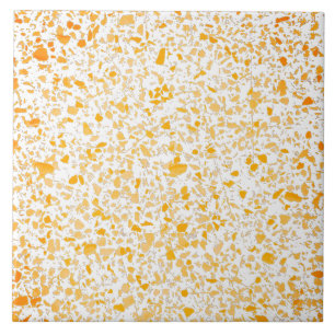 Terrazzo Yellow Orange White Minimal Modern Stone Tile