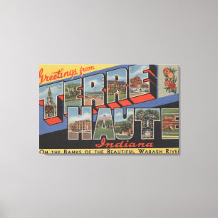 Terre Haute, Indiana - Large Letter Scenes Canvas Print