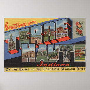 Terre Haute, Indiana - Large Letter Scenes Poster