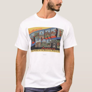 Terre Haute, Indiana - Large Letter Scenes T-Shirt