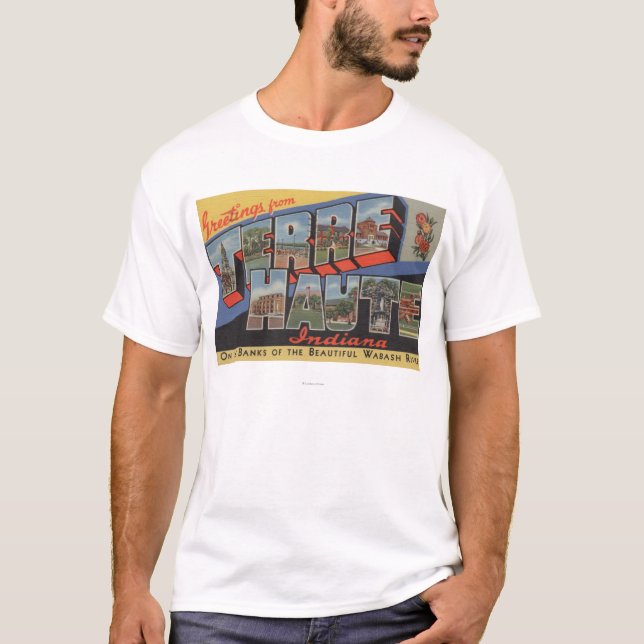 Terre Haute, Indiana - Large Letter Scenes T-Shirt (Front)