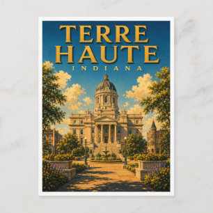 Terre Haute Indiana Vigo Courthouse GeoSaga Postcard