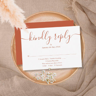 Terrecotta Simple Elegant Script Meal Choice RSVP Card