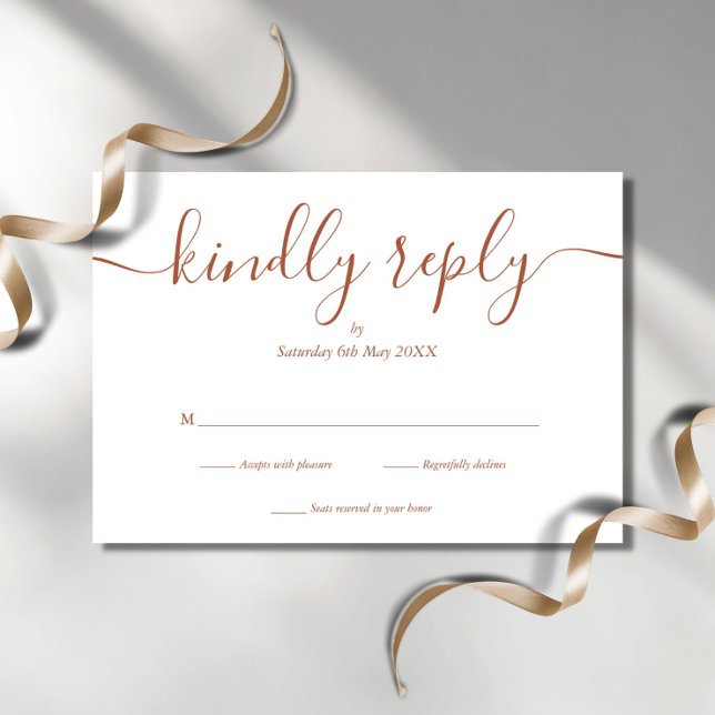Terrecotta Simple Elegant Script RSVP Card (Creator Uploaded)