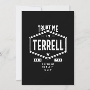 Terrell Personalised Name Birthday Gift Thank You Card