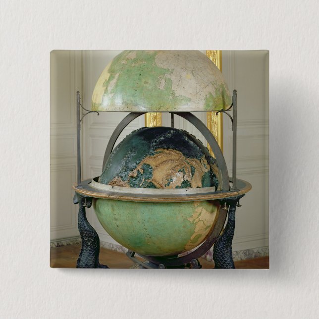 Terrestrial and celestial globe 15 cm square badge (Front)