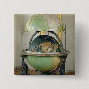 Terrestrial and celestial globe 15 cm square badge