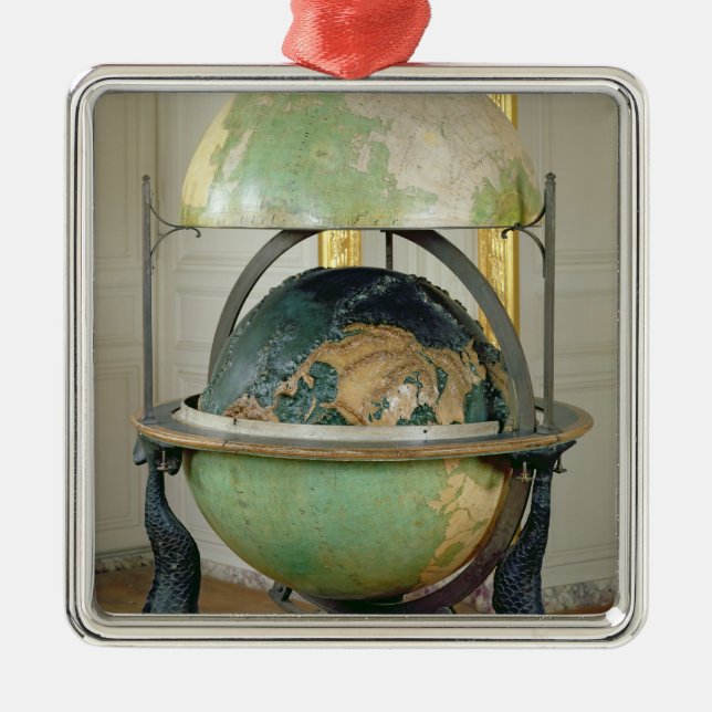 Terrestrial and celestial globe metal tree decoration (Front)