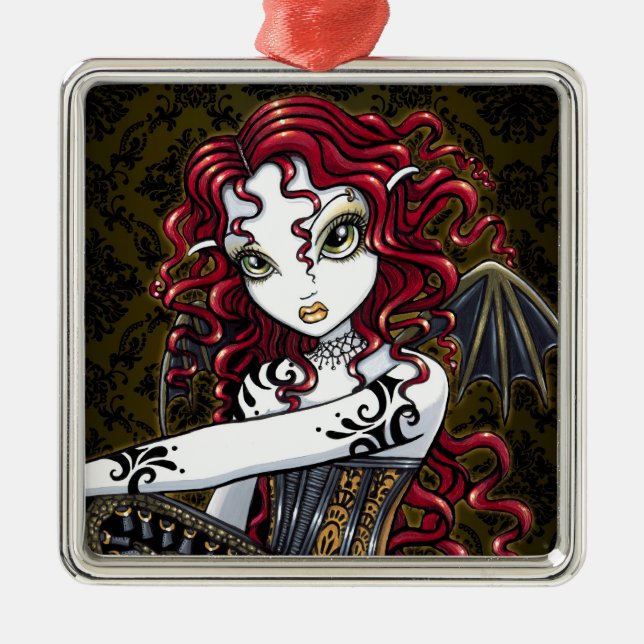 "Terri" Gothic Red Rose Fairy Fantasy Ornament (Front)