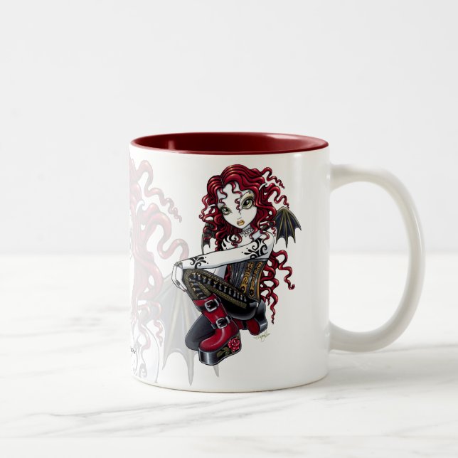 "Terri" Gothic Red Rose Tattoo Fairy Art Mug (Right)