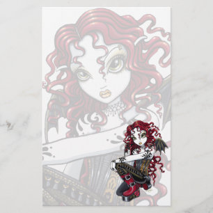 "Terri" Gothic Red Rose Tattoo Fairy Stationery