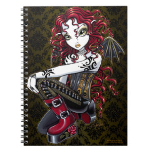 Terri Gothic Tribal Tattoo Red Fairy Notebook