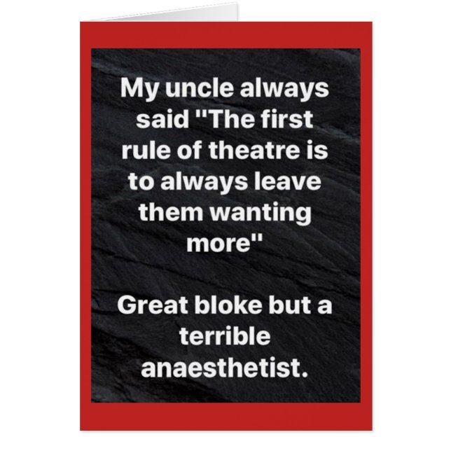 Terrible Anaesthetist Card (Front)