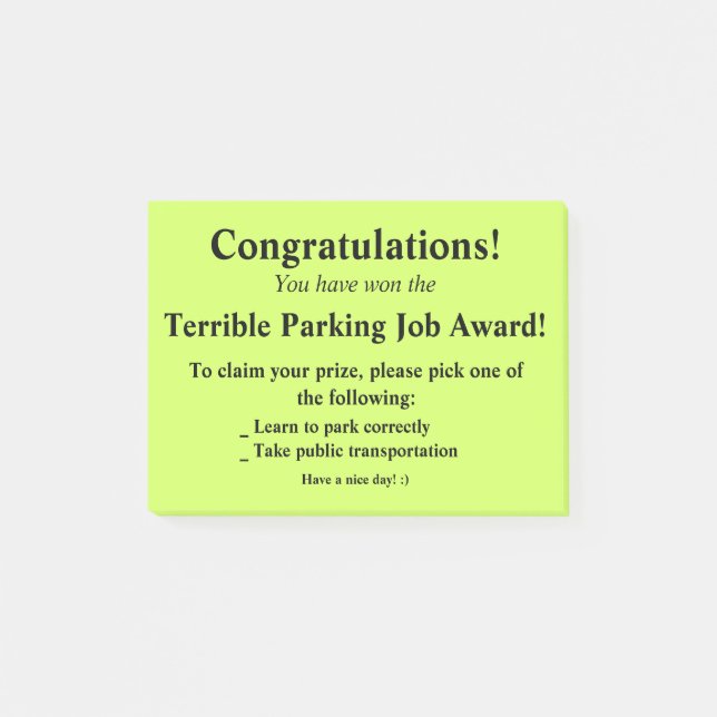 Terrible Parking Post-it Post-it Notes (Front)