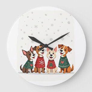 Terrier Christmas Choir Large Clock