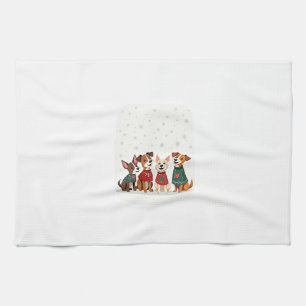 Terrier Christmas Choir Tea Towel