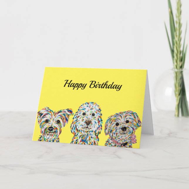 Terrier Cockapoo Yorkie Bichon Birthday Day Card (Front)